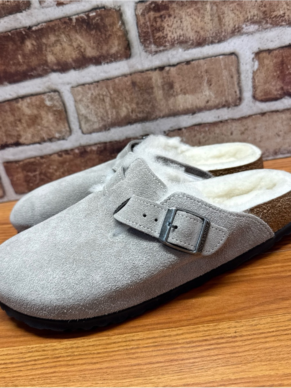 Birkenstock Boston Shearling Clogs Stone Coin Suede Women’s Sz 7 38 Regular Fit